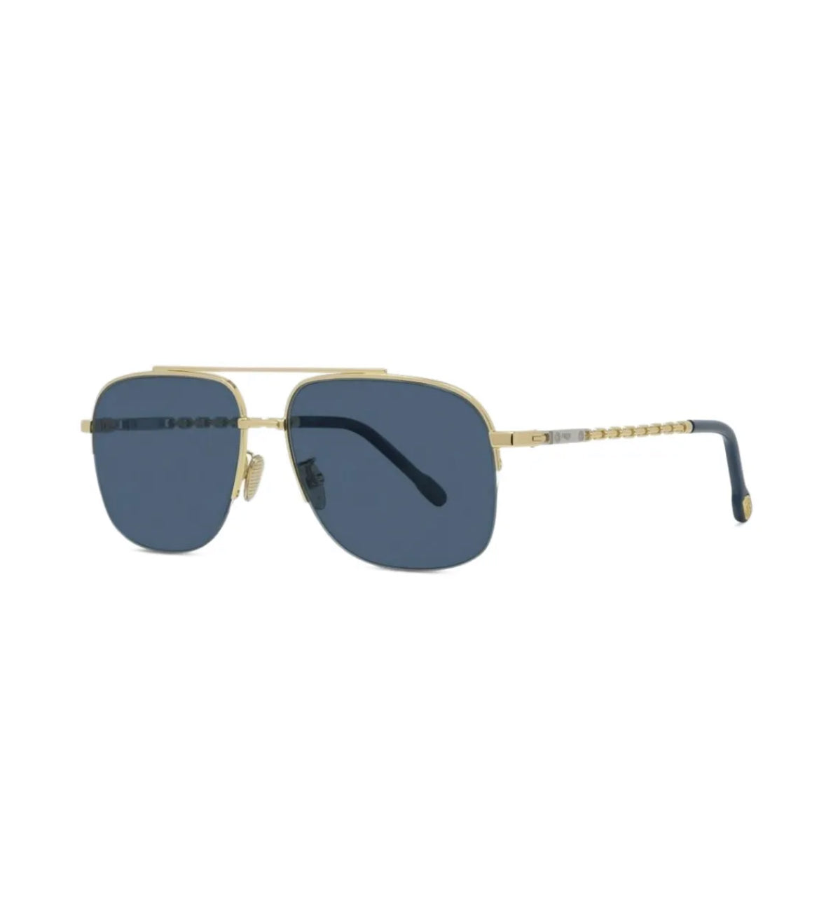 Blue sunglasses with gold rims