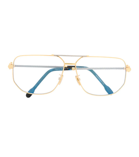 Oval transparent blue glasses